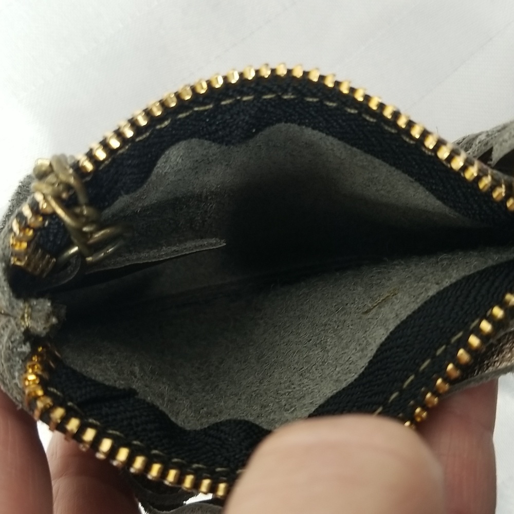 COIN PURSE IN METALLIC BRONZE LEATHER MADE IN MEXICO - Picture 4 of 6